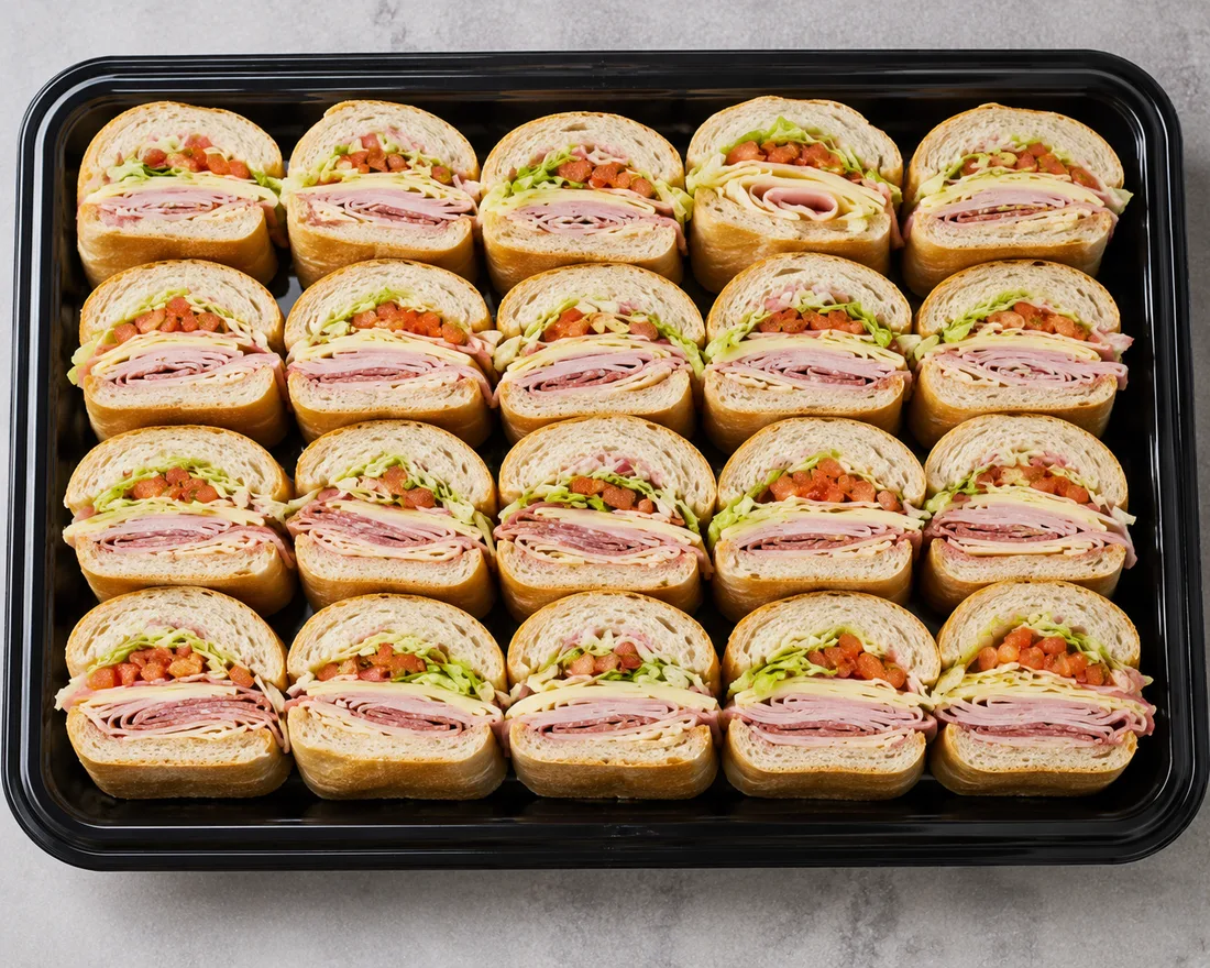 Jersey Mike's catering party sub tray sliced into pieces for a group event