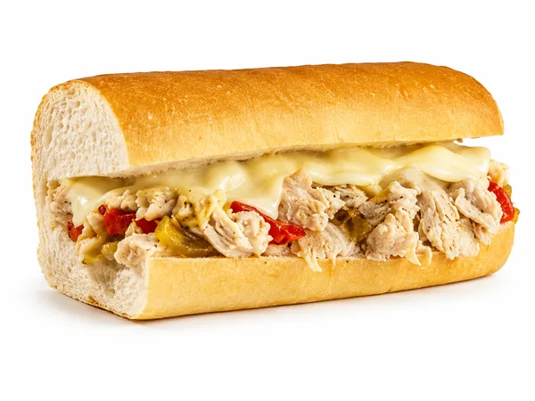 Jersey Mike's Chicken Philly hot sub with grilled onions, peppers and white American cheese